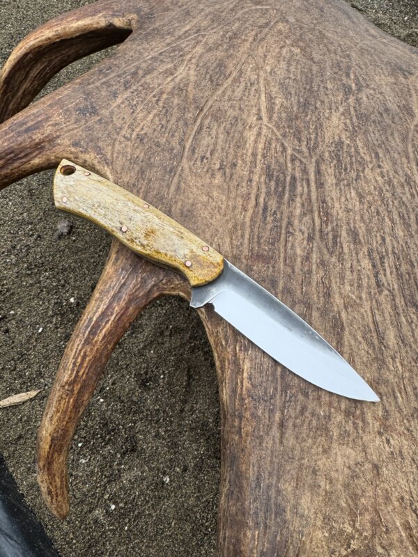 LITTLE SU – Alaska Made Hand Forged Knife Weathered Moose Bone Handle