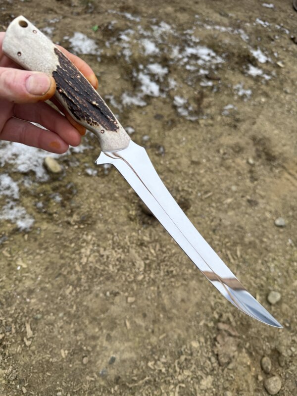 WILLOW – Alaska Made Hand Forged Fillet Knife Moose Antler Handle - Image 4