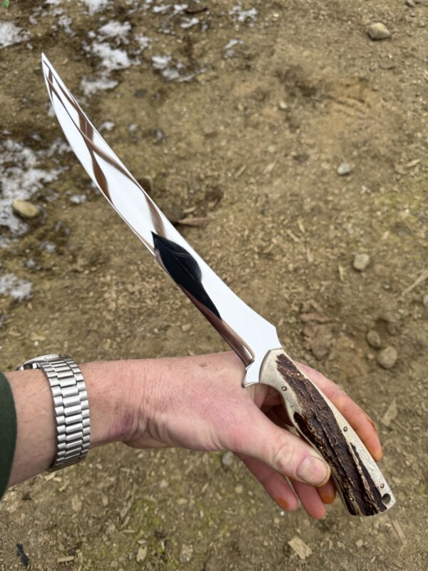 WILLOW – Alaska Made Hand Forged Fillet Knife Moose Antler Handle - Image 3
