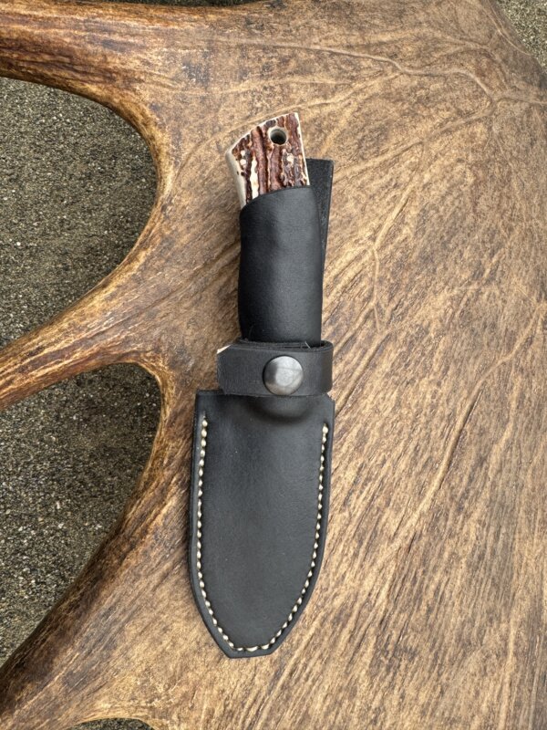 DIAMOND – Alaska Made Hand Forged Nessmuk Knife w/ Moose Antler Handle - Image 5